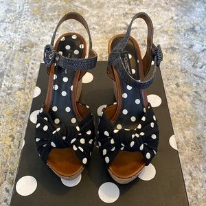 Dolce & Gabbana Multi Color Polka Dot Cork Wedge Sandals